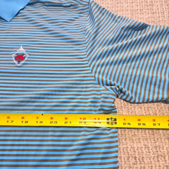 Peter Millar Summer Comfort Blue Striped Polo Shirt Size Large - Picture 7 of 7